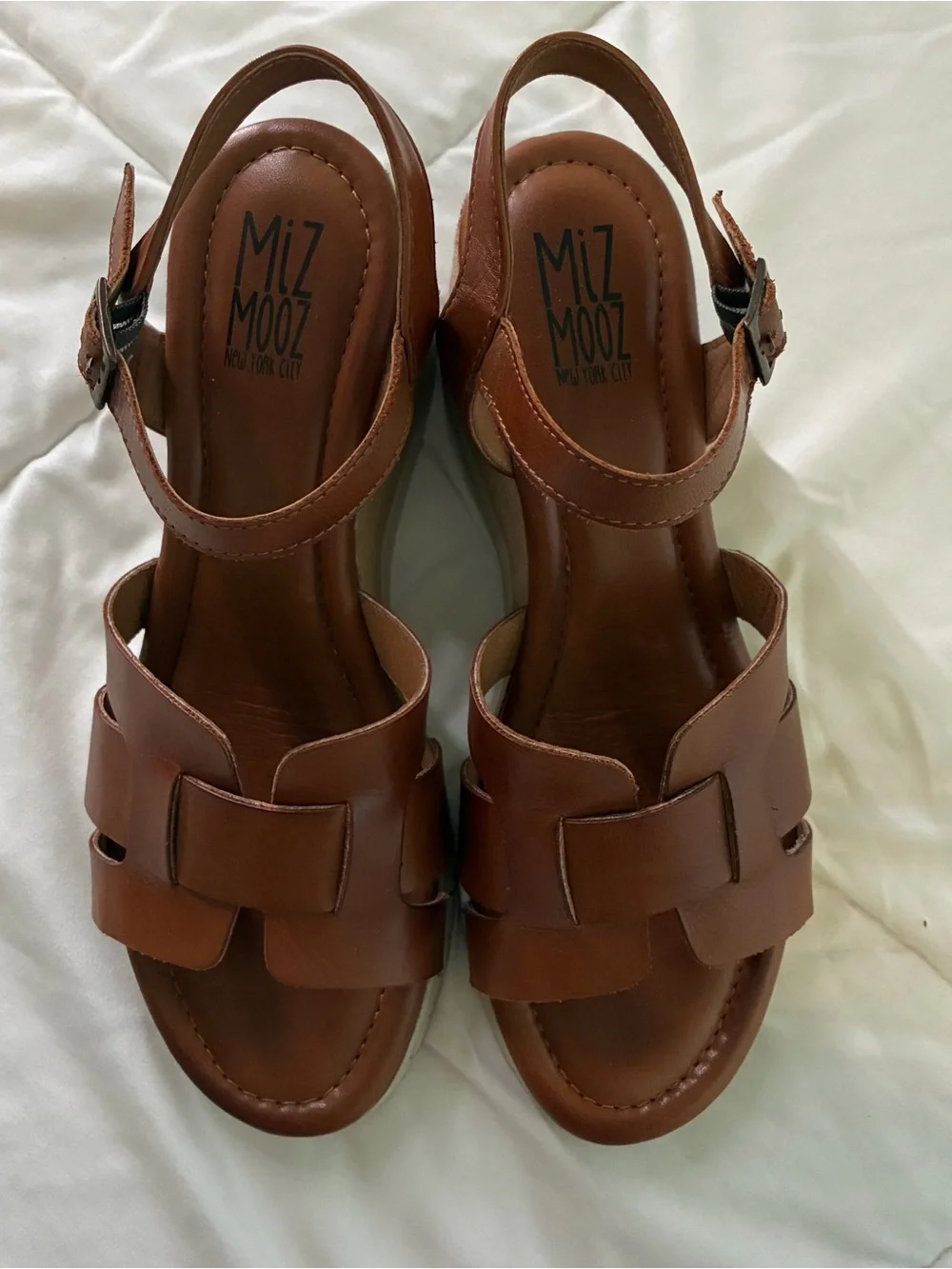 Miz Mooz Brown Leather Wedge Sandals | Color: Brandy | Size: 39 (US 8)